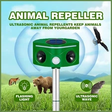 Solar Ultrasonic Animal Repellent Cat Repellent Outdoor Waterproof Deer Repeller