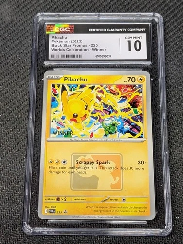2025 Pokémon Pikachu SVP225 Worlds Celebration Tournament Winner Promo - CGC 10