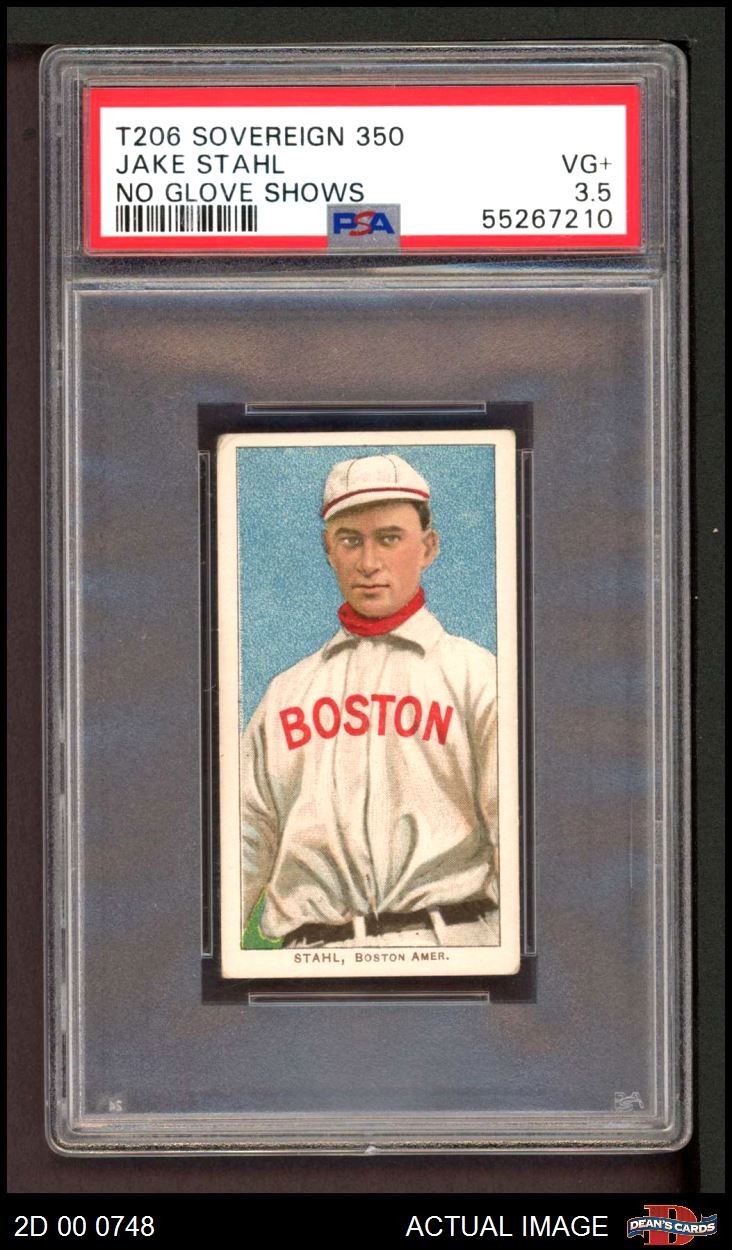 1909 T206 Sovereign Jake Stahl No Glove Showing Red Sox VARIATION PSA 3.5 - VG+
