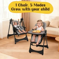 Baby High Chair | 6-in-1 Rocking Toddler Chair & Travel High Chair for Toddlers