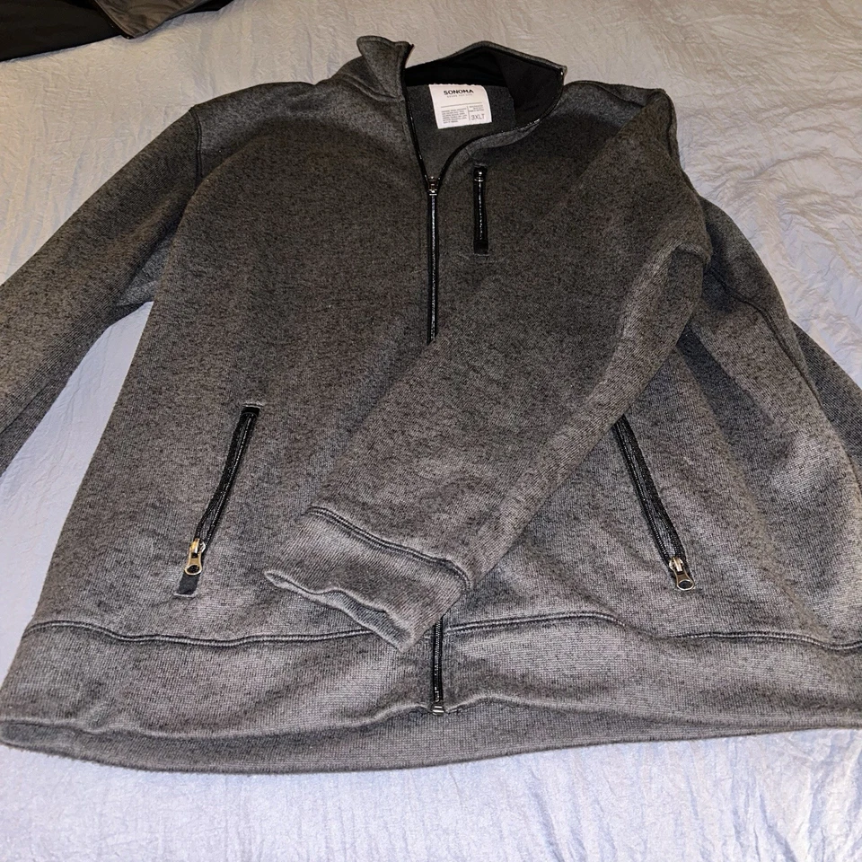 Jaqueta suéter Sonoma leve quente zíper completo masculina tamanho 3XLT - Imagem 3 de 4