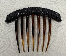 Vintage Art Deco Rhinestone French Twist Hair comb Tortoiseshell-Patterned Italy