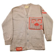 Vintage 1950s Blepp-Coombs Sporting Goods Collegiate Cardigan Sweater Men's Medi