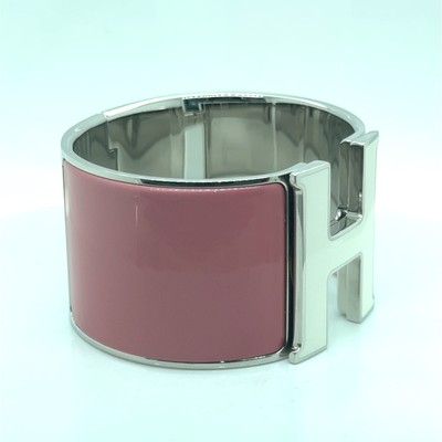 HERMES EXTRA WIDE PINK AND WHITE CLIC CLAC H BRACELET SIZE PM | eBay