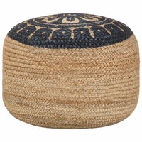 Handgefertigter Sitzpuff Blau 45 X 30 Cm Jute