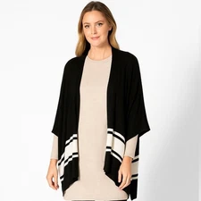 Elan USA Striped Black White Poncho-Style Cardigan Size O/S NWT