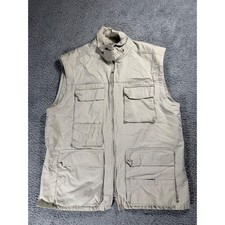 Banana Republic Mens Khaki Cotton Safari Fishing Utility Vest Multi Pocket L