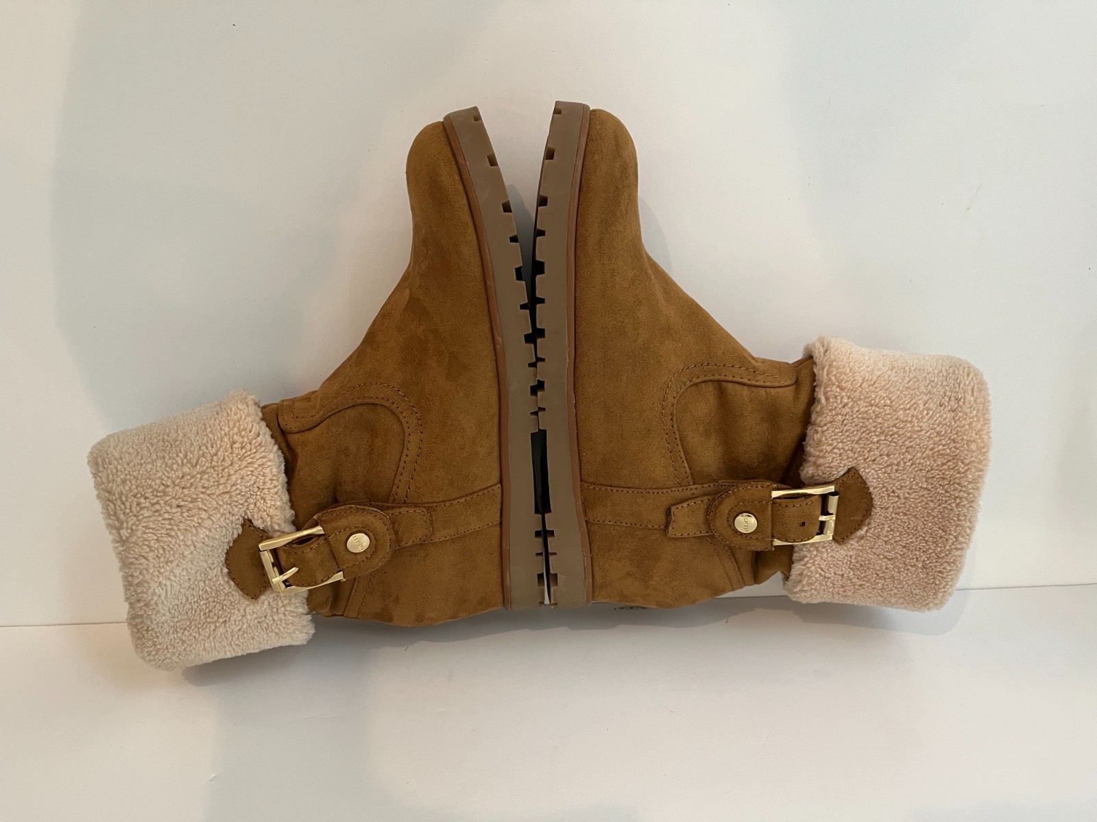 Tommy Hilfiger Soffia 2 Wedge Suede Leather Faux Fur Ankle Boots Women's Size 6M thumbnail 5