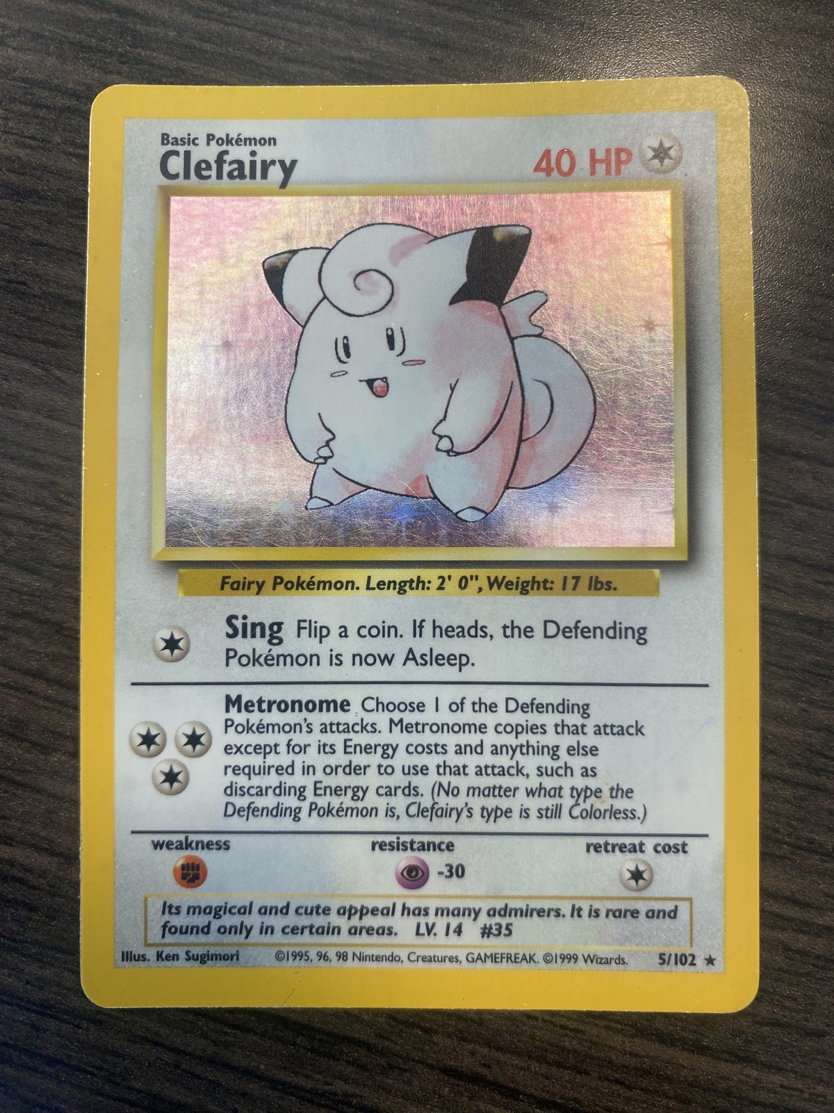 1999 Pokémon Base Set Clefairy 5/102 Holo Rare Unlimited MP – WOTC