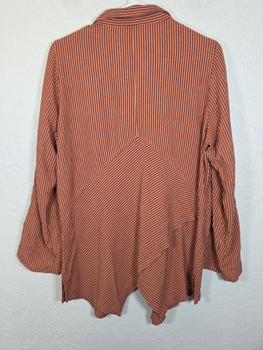 Soft Surroundings Orange Button Down Striped Sash… - image 3