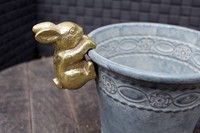 Dekofigur Hase Kletternd Gold H8Cm FüR BlumentöPfe Ostern Osterdeko Osterhase