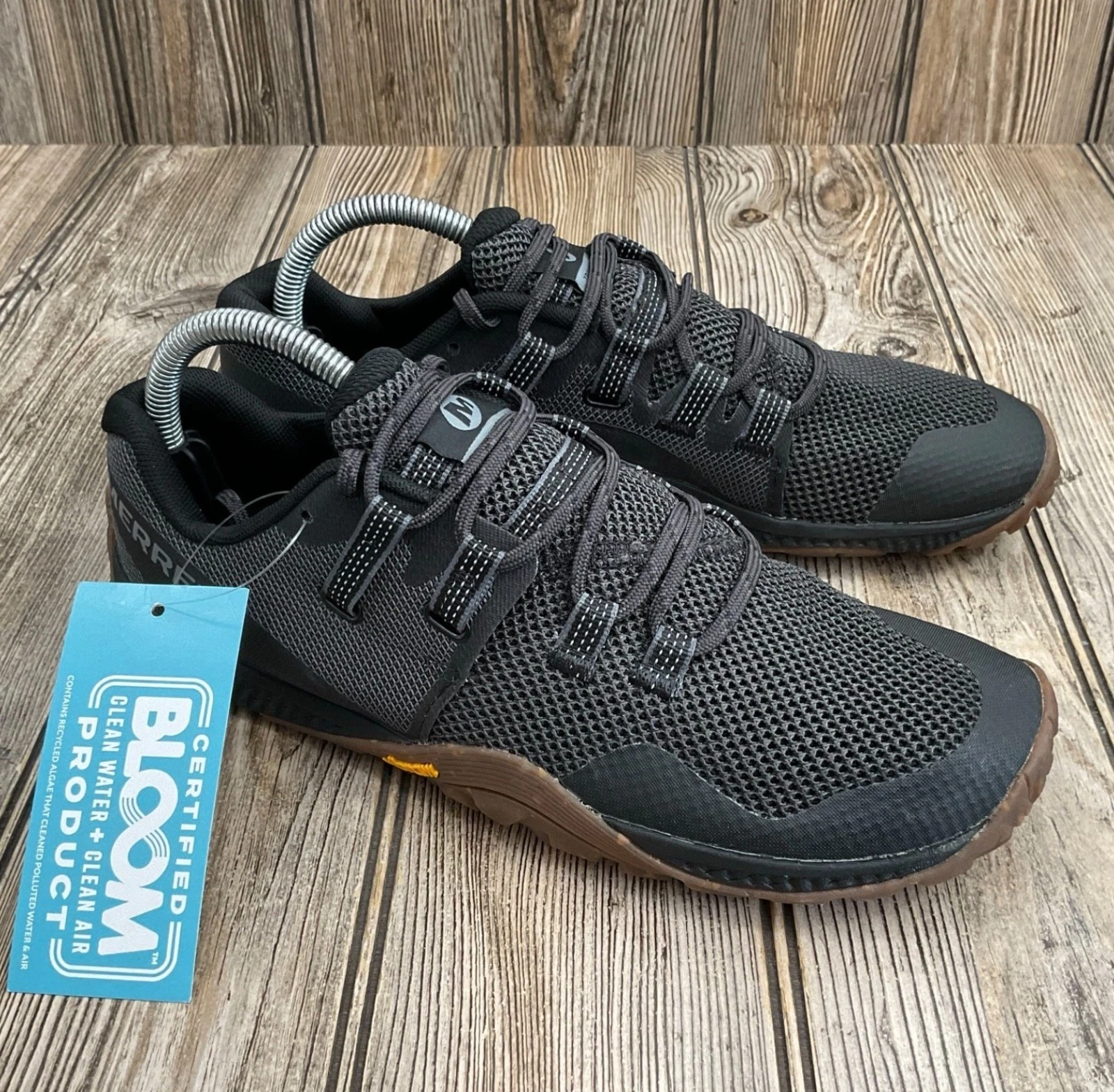 MERRELL Mens Trail Glove 6 Black Gum j135379 Minimalist Barefoot Size 7.5