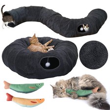 R1M Cat Tunnel Bed for Indoor Cats, Cute Cat Donut Tunnel Toys for Small, Lar...