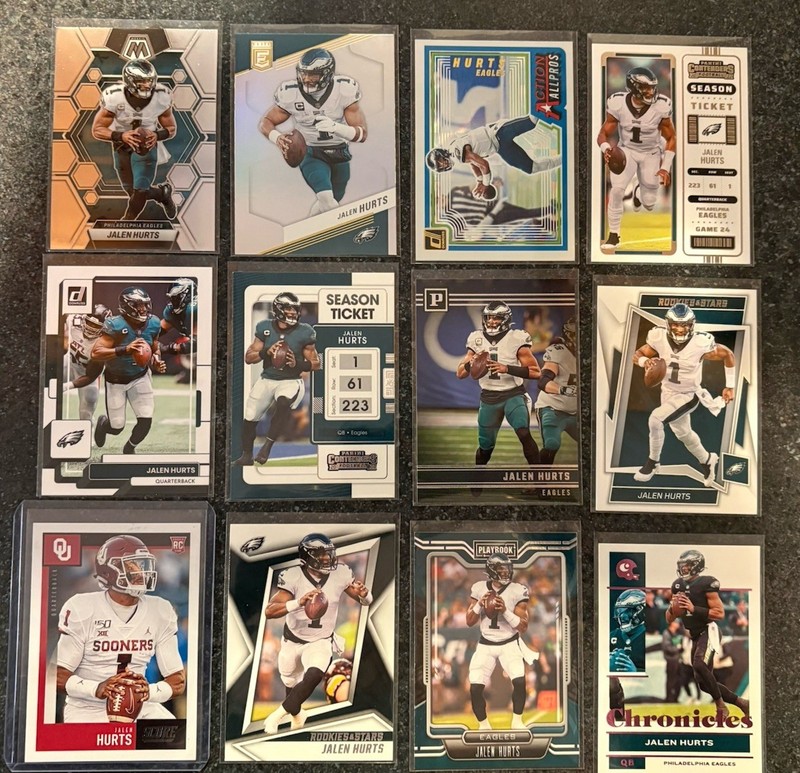 Jalen Hurts 12 Card Lot - Rookie, Philadelphia Eagles, Super Bowl