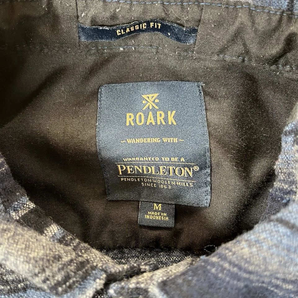 Pendleton Roark Nordsman Snap Up Shirt Mens Medium Blue 100% Wool Long Sleeve - Image 3 of 4