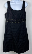 Tiana B. Black Sleeveless Damask Cocktail Dress with Laced Grommets size 10