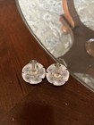 VTG 50’S Leru PEARLESCENT Blue  LUCITE RHINESTONE CLIP EARRINGS — photo 2
