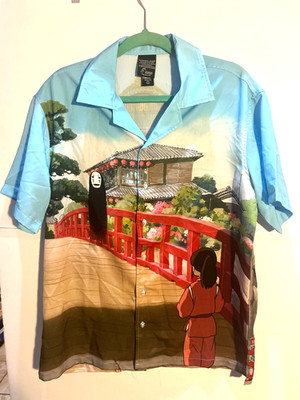 Spirited Away Bioworld Shirt Size S Studio Ghibli Scenic Print 100% Polyester