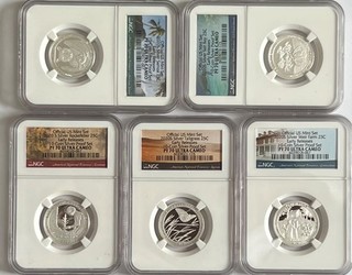 2020S NGC PF70 Ultra Cameo 5 Coin Silver Proof Quarter Set Early Release 587 pop