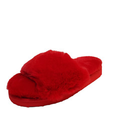 Inc International Concepts Womens Shoes Yuri Slip On Faux Fur Slippers 8M Red...