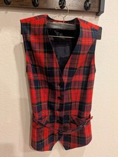 Vintage Pendleton Plaid Vest With Belt, Pure Virgin Wool, Made In USA Size 10