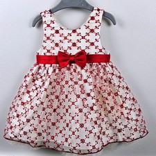 American Princess Girls 24M Red Sequin Floral Embroidered Party Dress