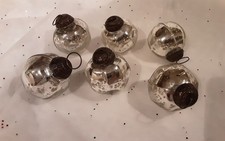 Vintage Mercury Glass Kugel Ornaments. Set of 6.Silver.Good Condition