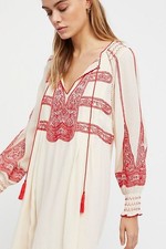 FREE PEOPLE size S Long Slv WIND WILLOW Embroidered Bohemian Mini Peasant $148
