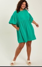 Arula Leah Puff Sleeve Mini Dress Kelly Green Size X