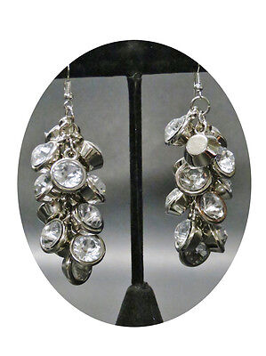 6140-10 NEW diamante drop earrings silver