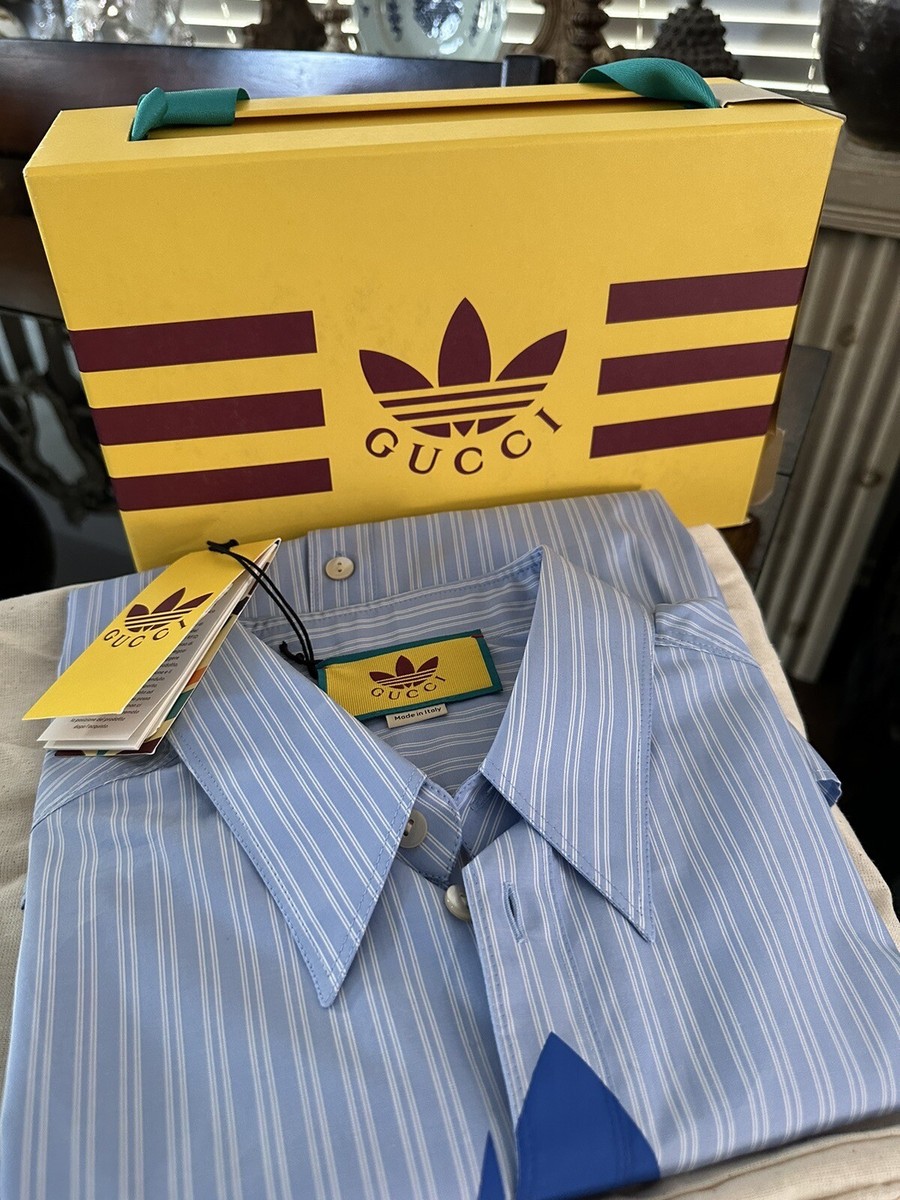 Gucci x Adidas stripe High-Low cotton shirt Sze 16+ Limited Gucci x Adidas stripe High-Low cotton shirt Sze 16+ Limited