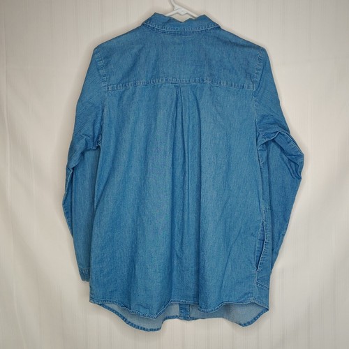Quacker Factory womens Medium denim blue button up shirt Stones Pockets - Picture 6 of 8
