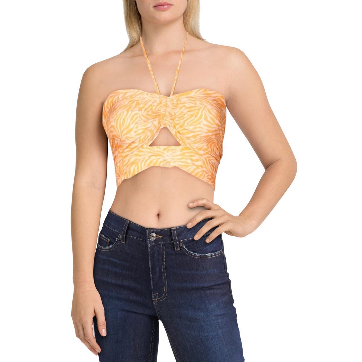 Женская рубашка Suboo с галстуком-бабочкой Sienna Orange с вырезом спереди и без бретелек, L BHFO 7610