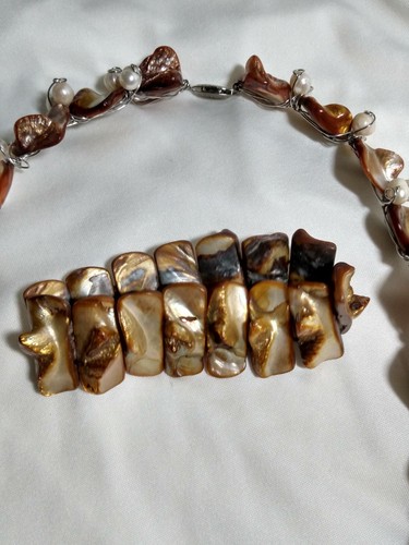 Artisan Handmade Cluster Pearls Beads Layered Statement Necklace With Bracelet - Picture 8 of 20