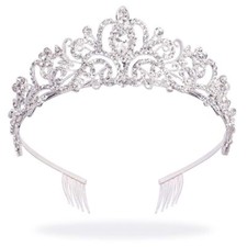 AOPRIE Silver Tiaras and Crowns for Women Girls Princess Crystal Crown