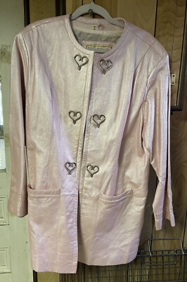 NWT Braefair Leather Vtg PINK Leather Coat  Size 18 runs small Fits 14/16 EUC