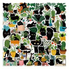 Cute Cat Stickers Graffiti Laptop Phone Luggage Plants Animal Decals - Lot of 10