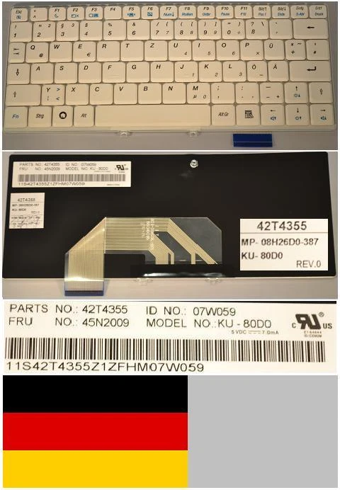 Clavier Qwertz Allemand LENOVO S9 S10 MP-08H26D0-387 42T4355 45N2009 Blanc - Photo 1/1