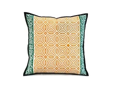 Indian Cotton Quilted Orange Circle Cushion Covers All Size Pillow Covers Throw