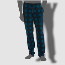 44 Perry Ellis Men's Blue Stretch Plaid Knit Pajama Pants Sleepwear Size S