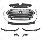 For Elantra 2017 2018 Front Bumper Upper Chrome Grille Radiator Cover +4 Bracket