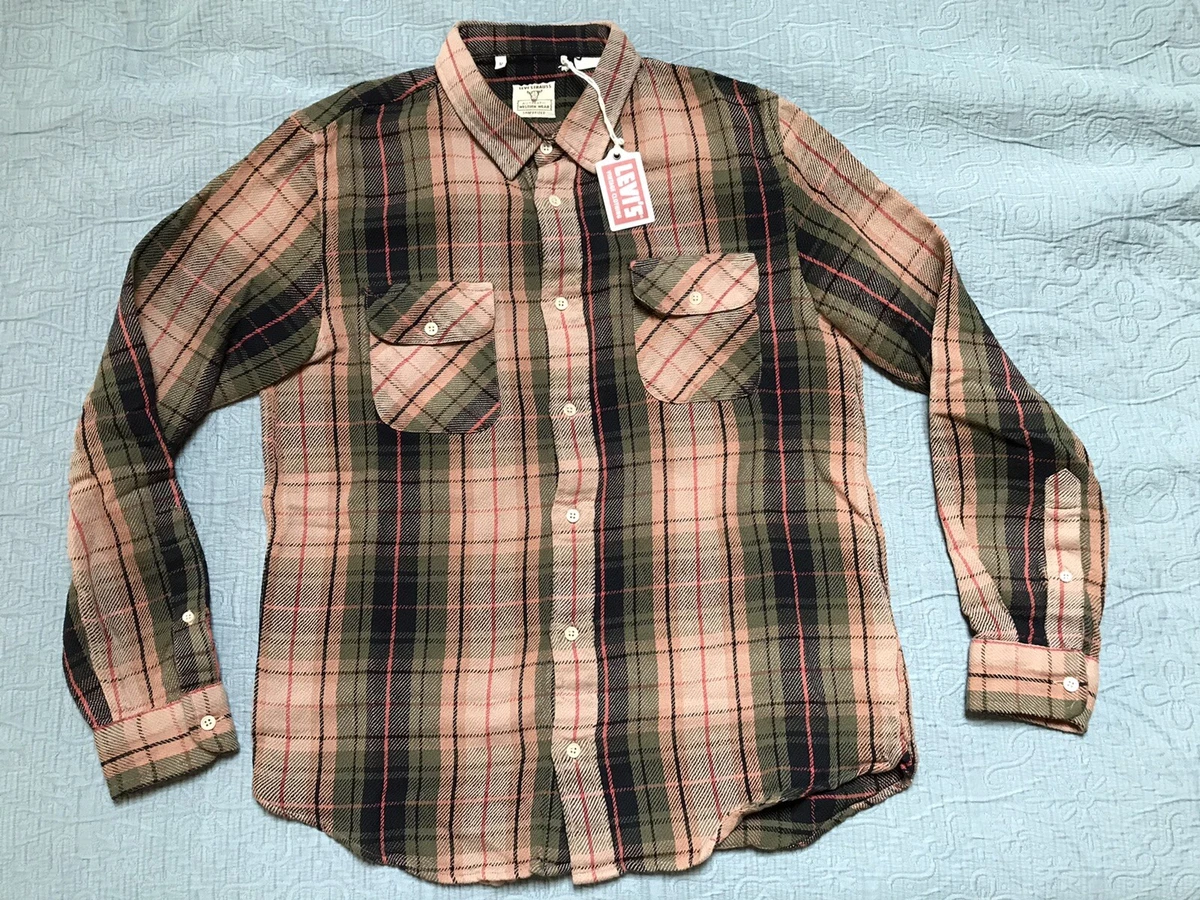 Levi's Vintage Clothing LVC 1950's Shorthorn Shirt in Pink/Pine