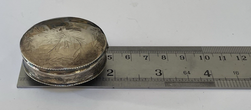 1800s Antique 835 Dutch Silver Etched Round Snuff Pill Box Hinged Minerva Lion - Picture 8 of 16