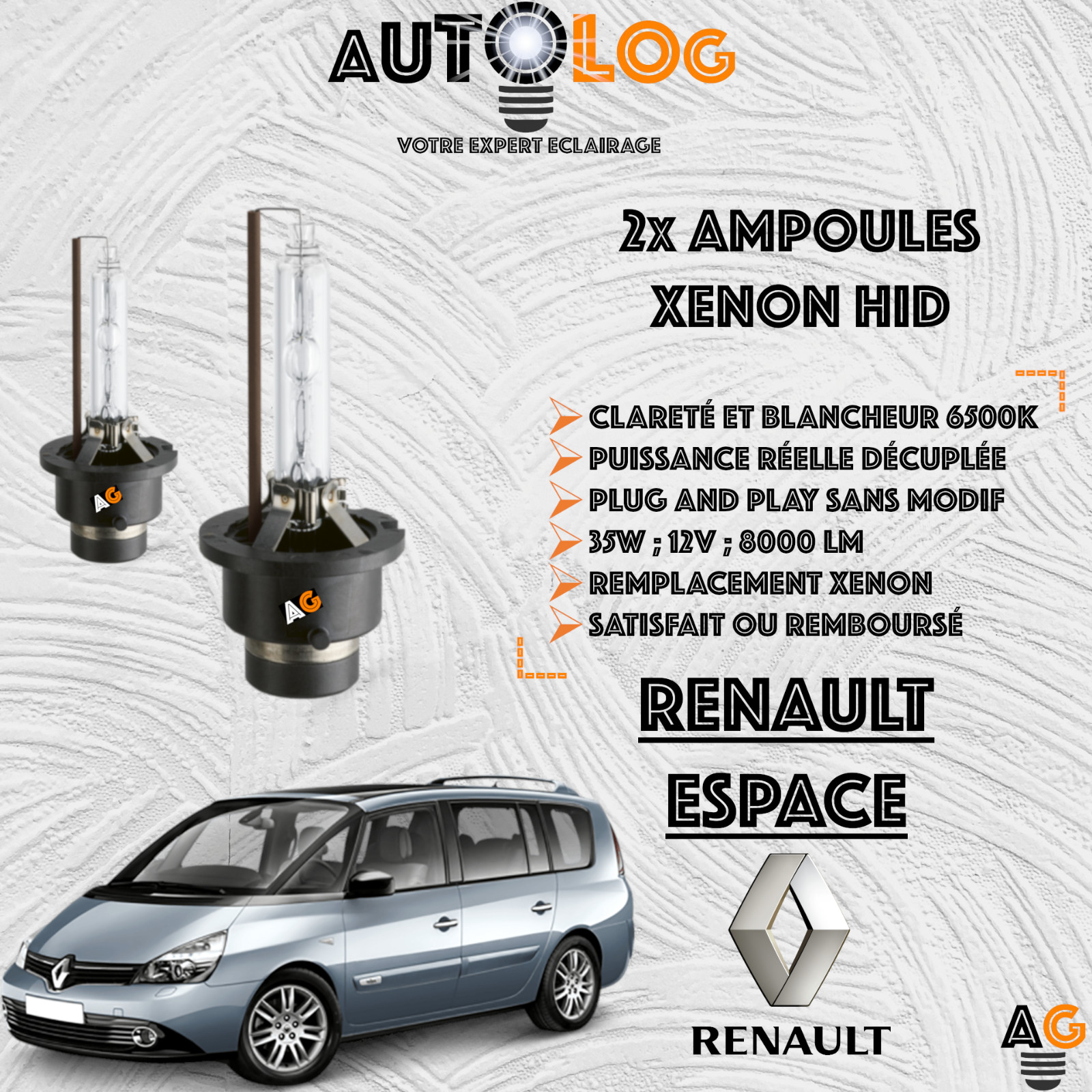 Kit ampoules xénon HID Renault Espace IV pour conduite de nuit en vacances