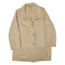 Christ Overcoat Leather Jacket Beige Womens M