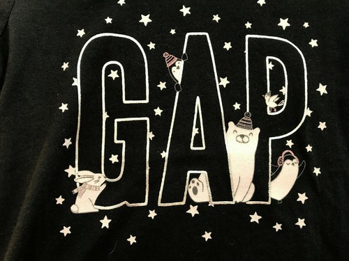 New Gap Kids Girls Cream Gray Black Graphic Snow Winter Long Sleeve T-shirt 4 4T - Picture 5 of 15