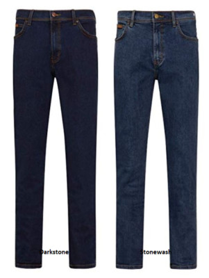 Herren Wrangler ikonische gerade Beine Denim Stretch Jeans Knopffliegen WERKSEKUNDEN