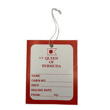 S.S. Queen Of Bermuda, Furness Line, Oceanliner, Luggage Tag, Cruiseship