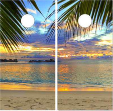 Beach Scene 2 LAMINATED Cornhole Wrap Bag Toss Skin Decal