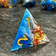 Sage's Geomancy Blue/White Sharp Edge Resin Polyhedral Dice Set | Dnd Dice RPG